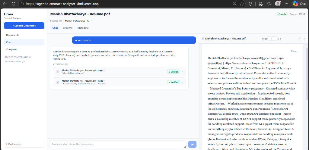 ContractLens Agentic Legal Contract Analyser interface