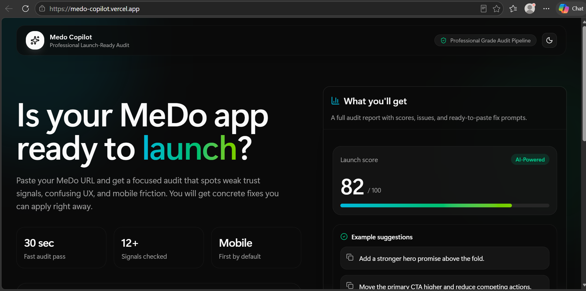 Medo Copilot Screenshot